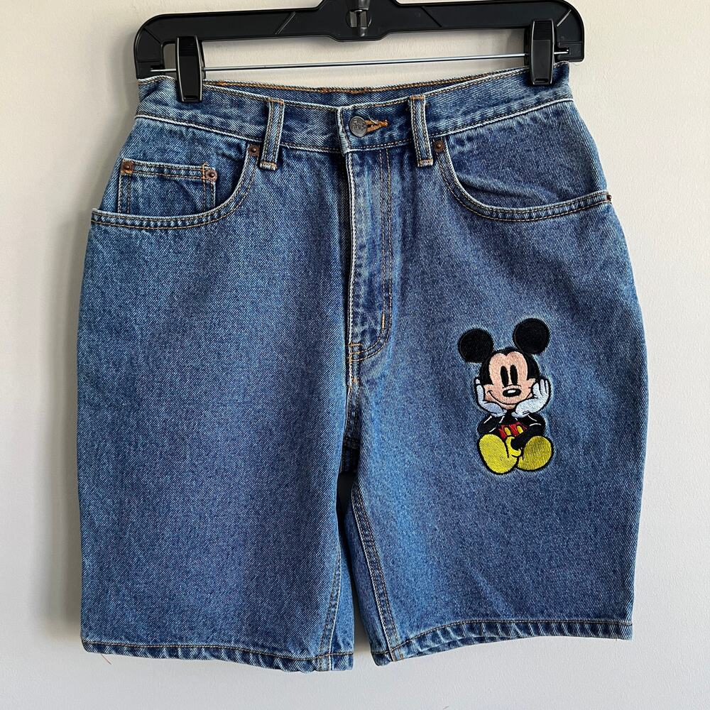 Disney Women's Blue Jean Shorts with Mickey Mouse